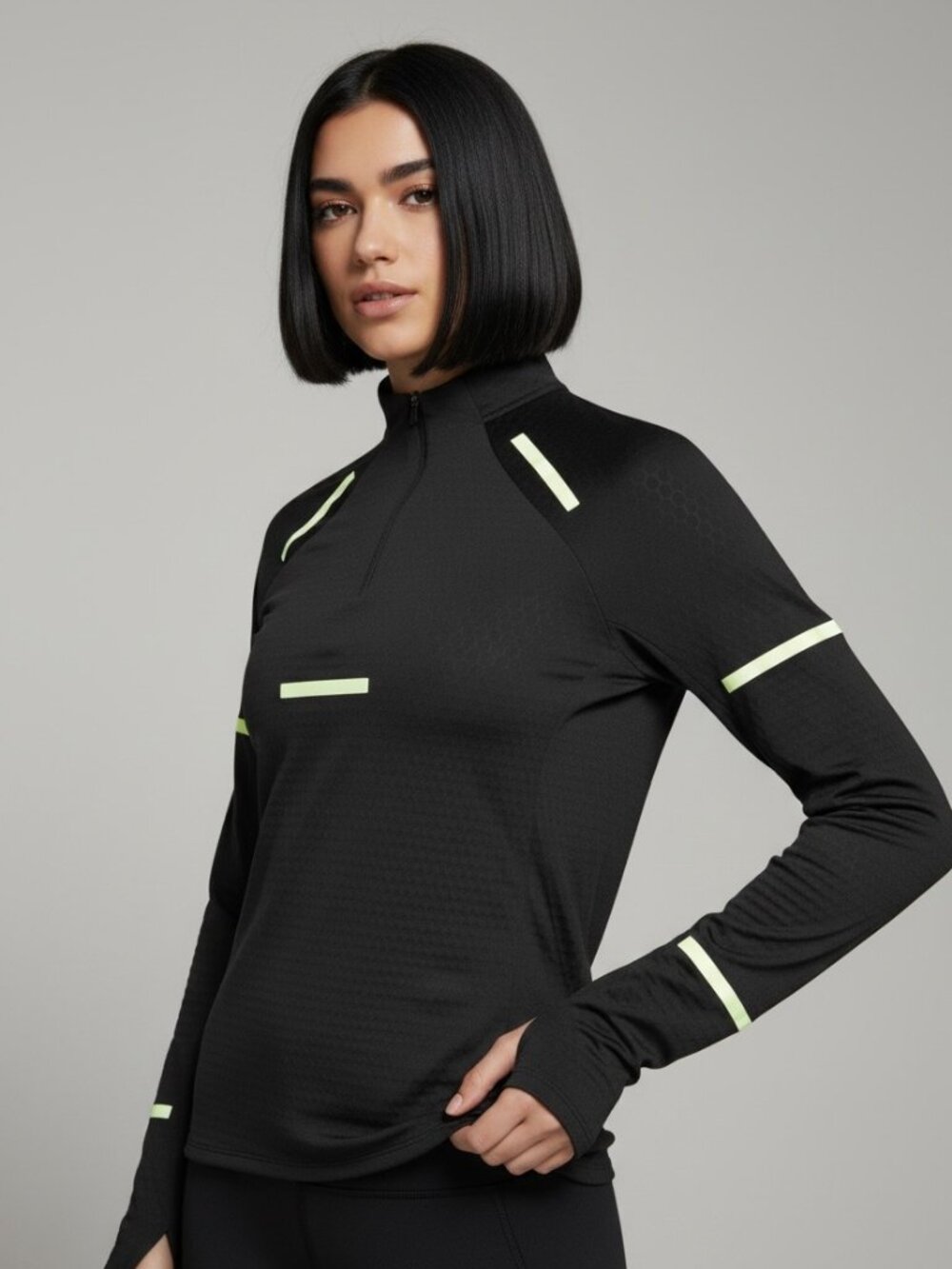 Adidas Womens Quarter Zip Running Top Size M Black Reflective Pullover Athletic